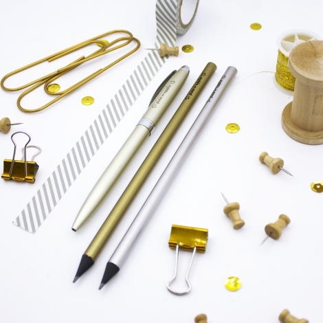 Conjunto Lápis e Caneta Dourada