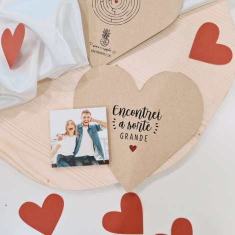 Postal coração e íman com foto